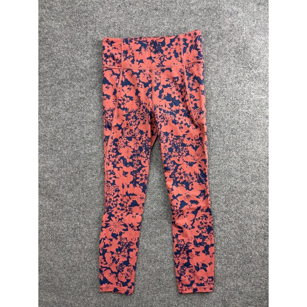 Lululemon Leggings Womens 4 Pink Floral Crop Running Yoga Pants Athletic Workout